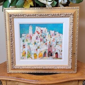HARRY GUTTMAN ORIGINAL OIL PAINTING ABSTRACT CITY BUILDINGS SIGNED 23"x21" 1/1